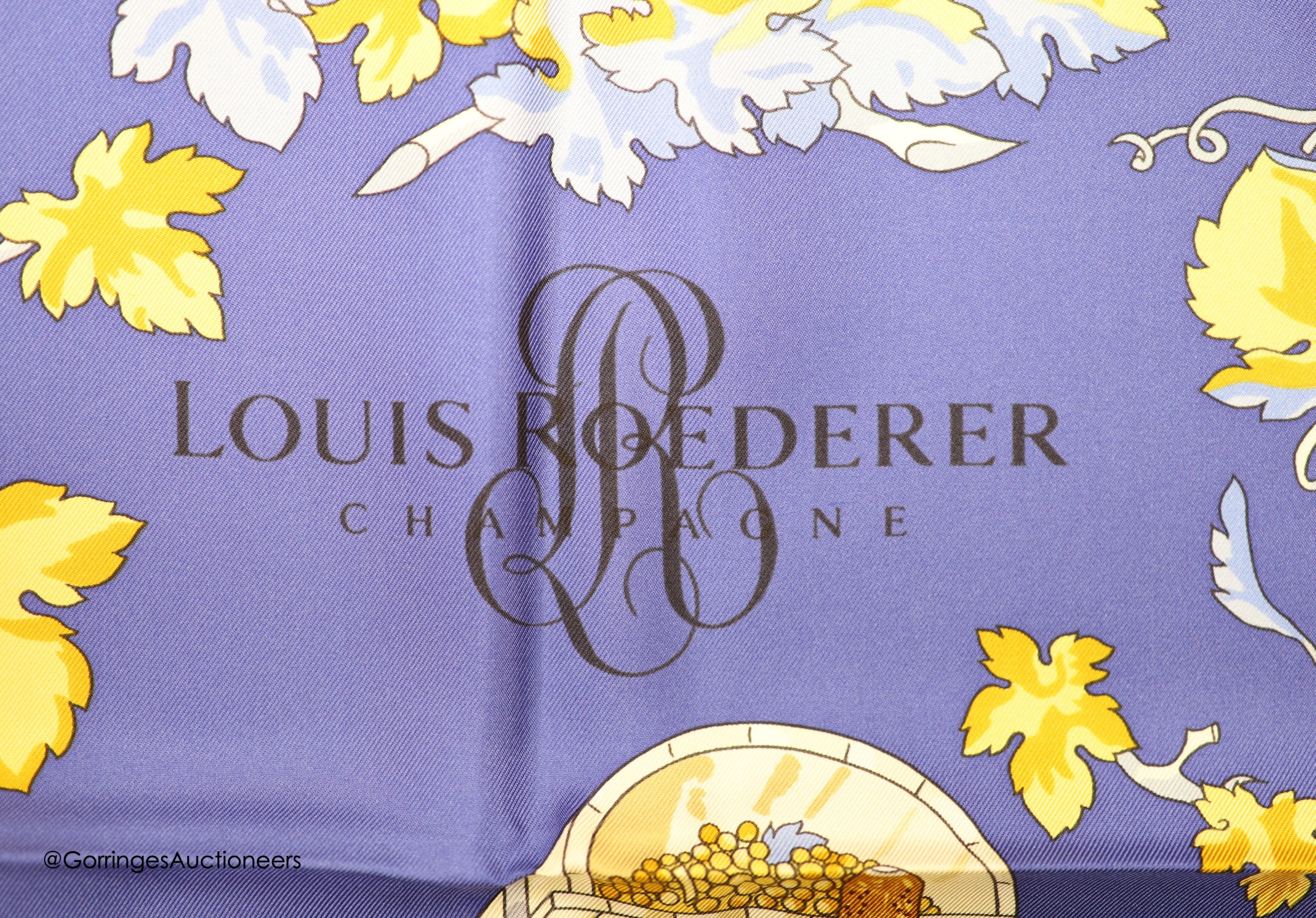 A rare Hermes Louis Roederer Champagne silk twill scarf, boxed